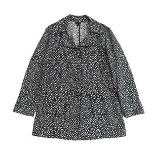 Tesori Coat L Mid-Length Cotton Navy White Dots Collar Buttons Unlined Hong Kong